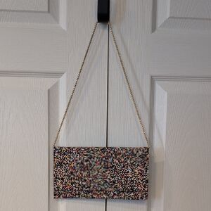 Sondra Roberts Colorful Beaded Clutch with Gold Chain